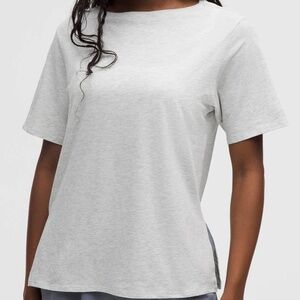 Lululemon Relaxed-Fit Boatneck Cotton T-Shirt Light Grey Sz. 6
